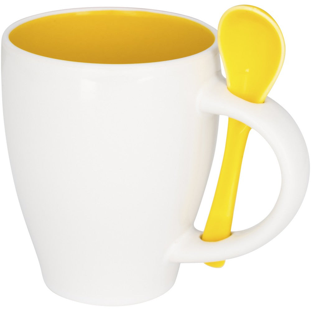 Bullet Nadu Ceramic Mug With Spoon (Pack of 2) (Yellow) (One Size)