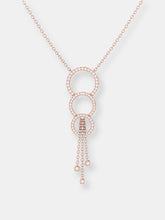 Load image into Gallery viewer, Chandelier Circle Trio Bolo Adjustable Diamond Lariat Necklace in 14K Rose Gold Vermeil on Sterling Silver