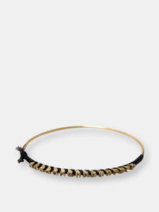 Crystal with Black Accent Bangle Bracelet in Gold