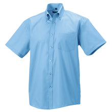 Load image into Gallery viewer, Russell Collection Mens Short Sleeve Ultimate Non-Iron Shirt (Bright Sky)