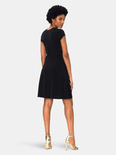 Load image into Gallery viewer, Cap Sleeve Circle Wrap Dress in Black Crepe