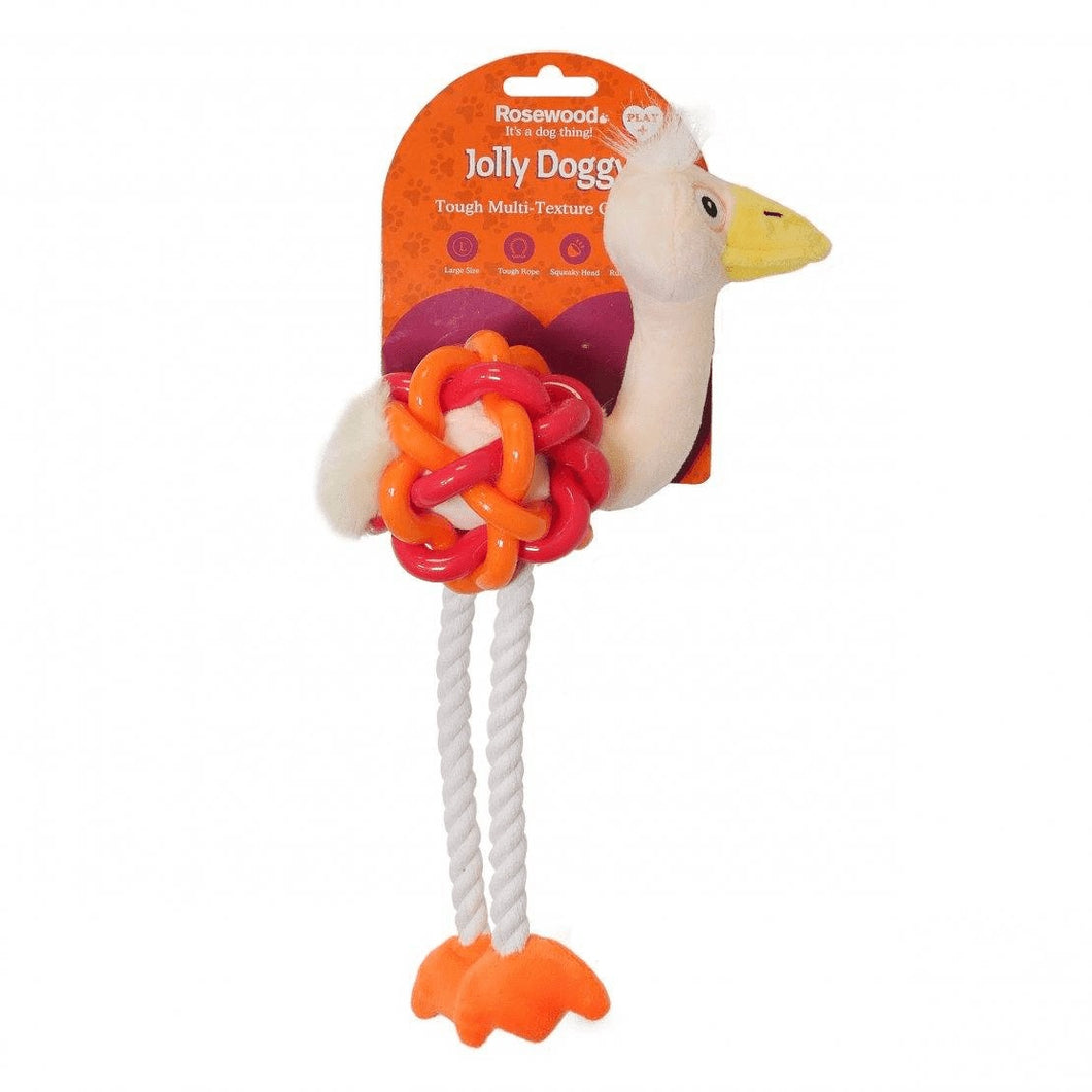 Rosewood Jolly Doggy Ostrich Dog Toy (Multicolored) (30cm)