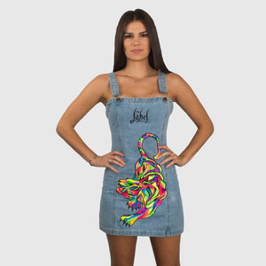 Neon Tiger - Hand-Painted Denim Dress