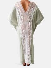 Load image into Gallery viewer, Brea Caftan with New Flower Lace in Sage