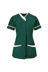 Alexandra Womens/Ladies Contrast Trim Medical/Healthcare Work Tunic (Pack of 2) (Bottle Green/White)