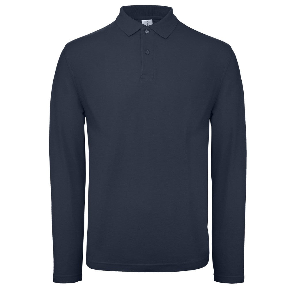 B&C Collection Mens Long Sleeve Polo Shirt (Navy)