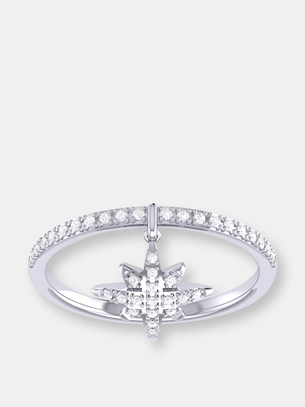 North Star Diamond Charm Ring In Sterling Silver