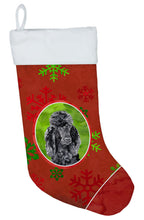Load image into Gallery viewer, Black Standard Poodle Red Snowflakes Holiday Christmas Stocking