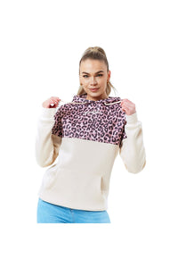 Womens Neutral Leopard Hoodie (Beige/Pale Pink/Dark Brown)