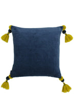 Load image into Gallery viewer, Rive Home Poonam Cushion Cover (Smoke Blue/Lemon Curry) (17.7 x 17.7in)