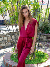 Load image into Gallery viewer, Syrah Jumpsuit in Wine Silk
