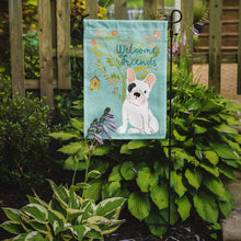 Load image into Gallery viewer, 11 x 15 1/2 in. Polyester Welcome Friends Piebald French Bulldog Garden Flag 2-Sided 2-Ply