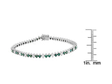 Load image into Gallery viewer, 14K White Gold Round-Cut White And Blue Diamond Fashion Bracelet