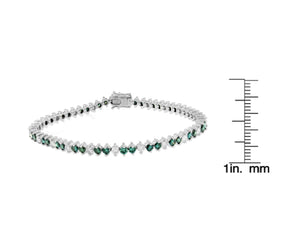 14K White Gold Round-Cut White And Blue Diamond Fashion Bracelet