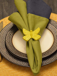 Vibhsa Butterfly Yellow Napkin Rings Set Of 4