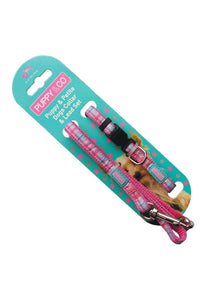 Hemm & Boo Puppy Collar And Lead Set Tartan Pink (May Vary) (One Size)