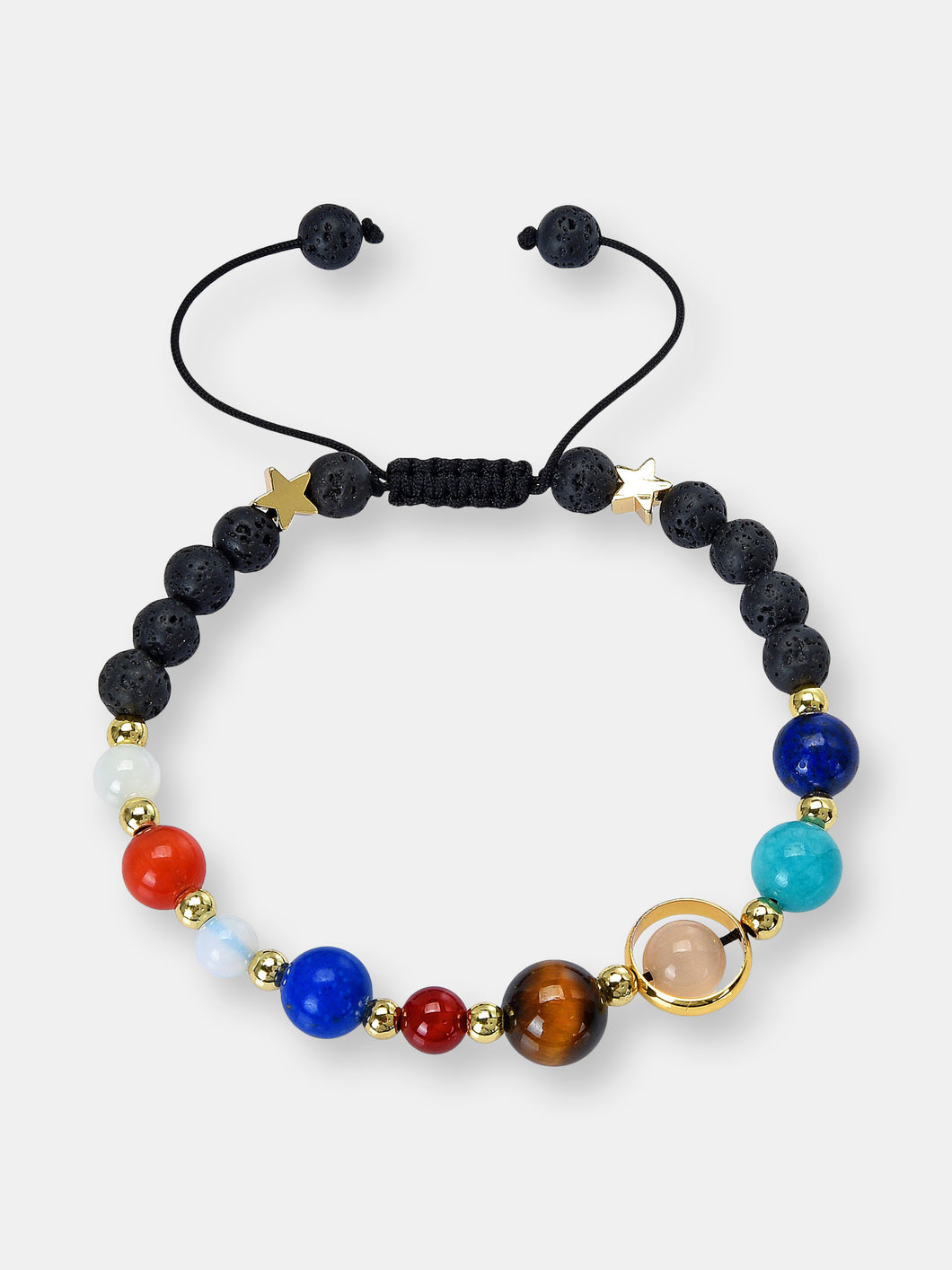 Solar System Bracelet with Lava and Shocker Tie Cord