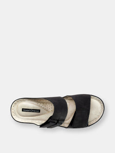 Doreen Black Wedge Sandals
