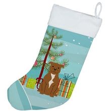 Load image into Gallery viewer, Merry Christmas Tree Staffordshire Bull Terrier Brown Christmas Stocking