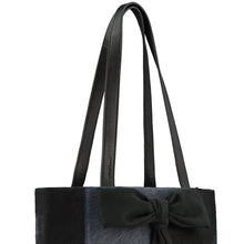 Load image into Gallery viewer, Navy Bow Calf Hair Leather Tote