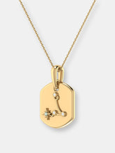 Load image into Gallery viewer, Pisces Two Fish Aquamarine &amp; Diamond Constellation Tag Pendant Necklace In 14K Yellow Gold Vermeil On Sterling Silver