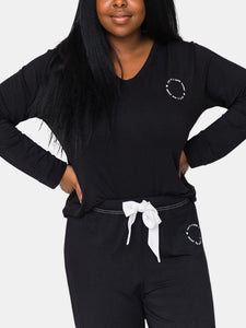 Iris V-Neck Pajama Shirt | Black