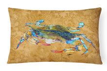 Load image into Gallery viewer, 12 in x 16 in  Outdoor Throw Pillow Crab Blowing Bubbles Canvas Fabric Decorative Pillow