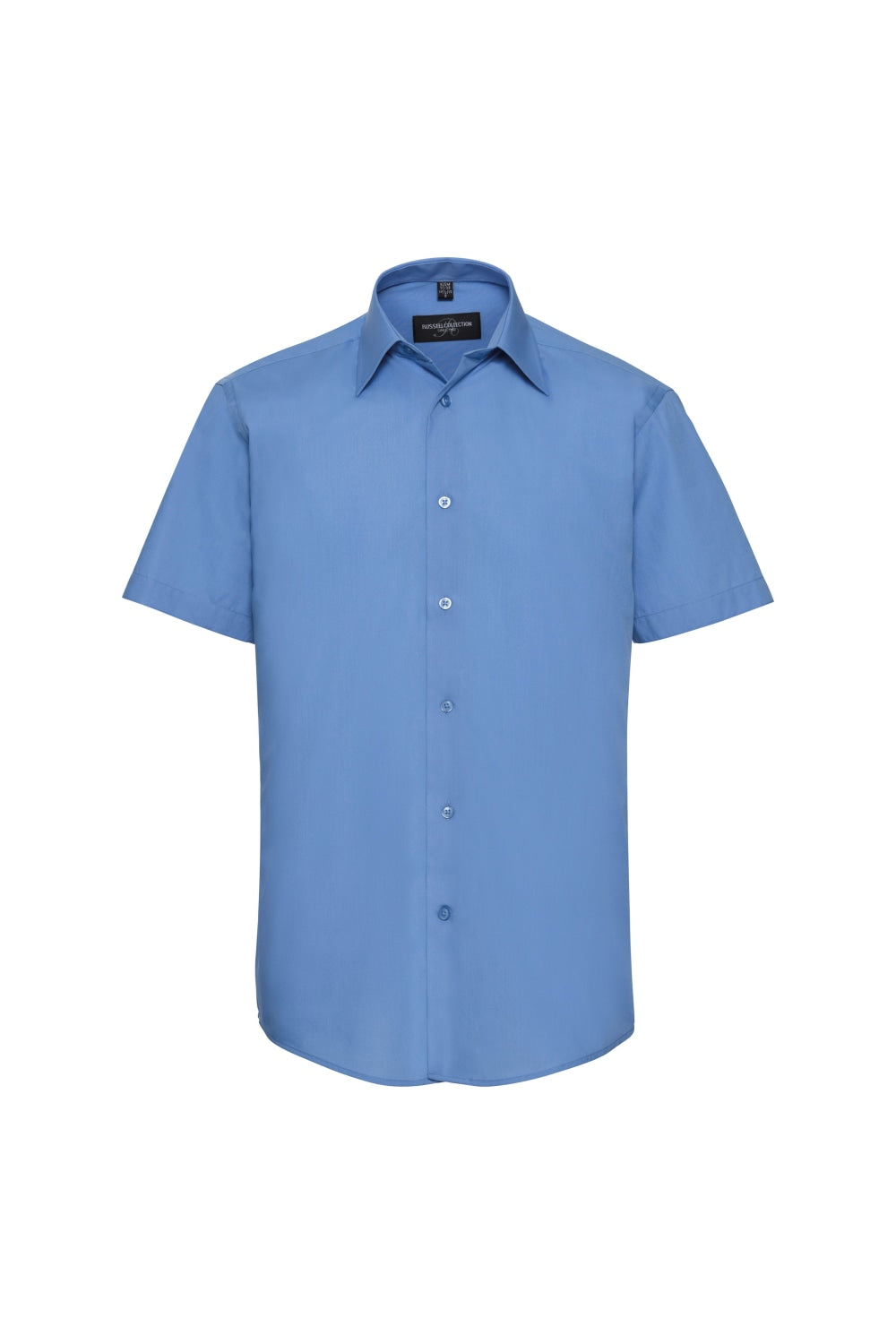 Russell Collection Mens Short Sleeve Poly-Cotton Easy Care Tailored Poplin Shirt (Corporate Blue)