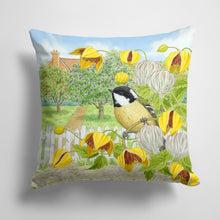 Load image into Gallery viewer, 14 in x 14 in Outdoor Throw PillowCoal Tits Yellow Flowers Fabric Decorative Pillow