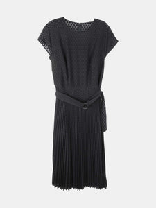 Akris Women's Black Belted Lace Midi Dress