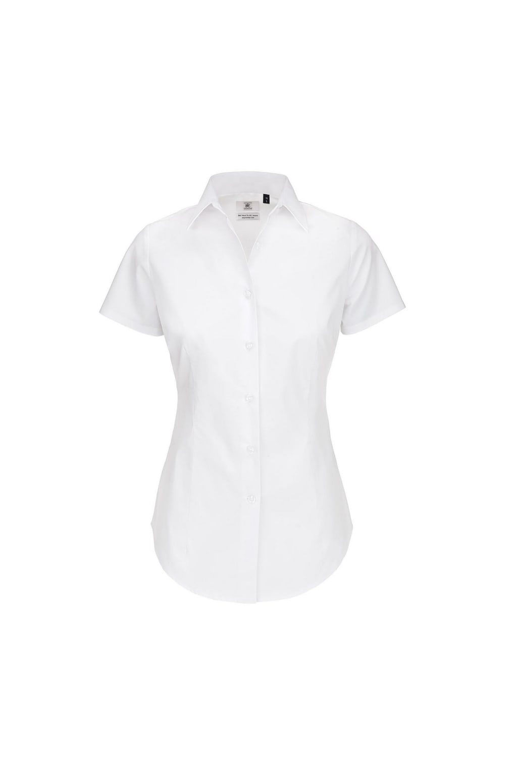 B&C Womens/Ladies Black Tie Formal Short Sleeve Work Shirt (White)