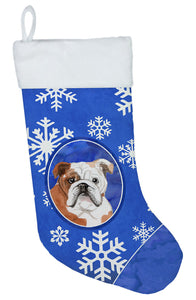 Winter Snowflakes English Bulldog Christmas Stocking