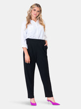 Load image into Gallery viewer, Tara Pant in Moss Crepe Black (Curve)