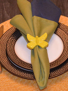 Vibhsa Butterfly Yellow Napkin Rings Set Of 4