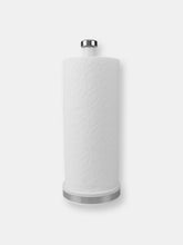 Load image into Gallery viewer, Michael Graves Design Soho Freestanding Tin Paper Towel Holder with Easy Twist On Finial, White