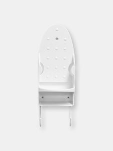 Wall Mount Ironing Board with Built-In Accessory Hooks, White