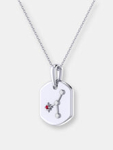 Load image into Gallery viewer, Cancer Crab Ruby &amp; Diamond Constellation Tag Pendant Necklace in Sterling Silver