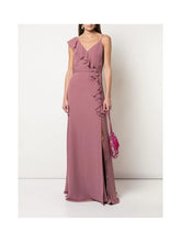 Load image into Gallery viewer, Asymmetric Neck Chiffon Ruffle Gown