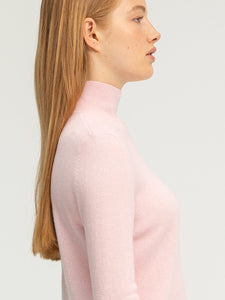 Simple High Neck Sweater - Pink Blush