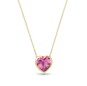 Custom Solitaire Gemstone Bezel Heart Necklace