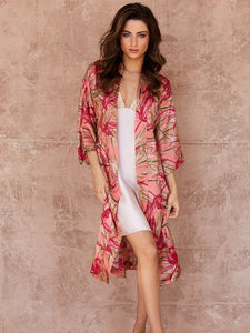Rose Lily Silk Kimono Robe