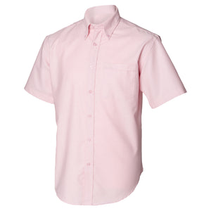 Henbury Mens Short Sleeve Classic Oxford Work Shirt (Pink)