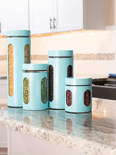 Load image into Gallery viewer, 4 Piece Essence Collection Stainless Steel Canister Set, Turquoise