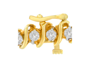 18K Yellow Gold Round Cut Diamond Tennis Bracelet