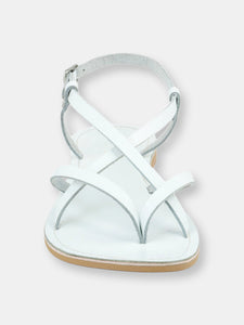 Rita White Strappy Flat Leather Sandals