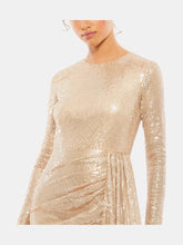 Load image into Gallery viewer, Metallic Long Sleeve Sequined Mini Dress
