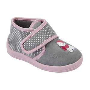 Sleepers Childrens Girls Whiskers Touch Fastening Cat Bootee Slippers (Grey/Pink)