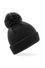 Load image into Gallery viewer, Beechfield Childrens/Kids Reflective Bobble Beanie (Black)