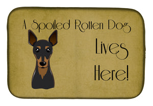 14 in x 21 in Min Pin Spoiled Dog Lives Here Dish Drying Mat