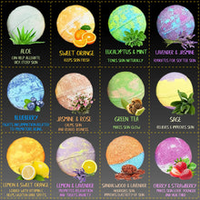 Load image into Gallery viewer, XL Large Natural Bath Bombs 12 Piece Gift Set 5 oz by Nurture Me